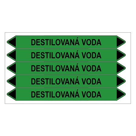 Značení potrubí, destilovaná voda,5 ks, 150 × 12 mm